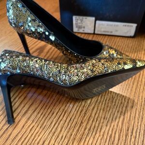 Saint Laurent Gold Sequin Heels